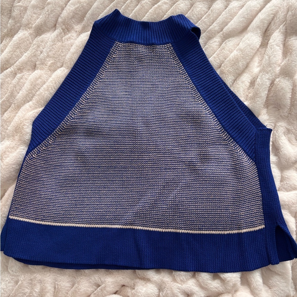 Wilfred Royal Blue and Cream Knit Top Sz medium - Picture 3 of 7